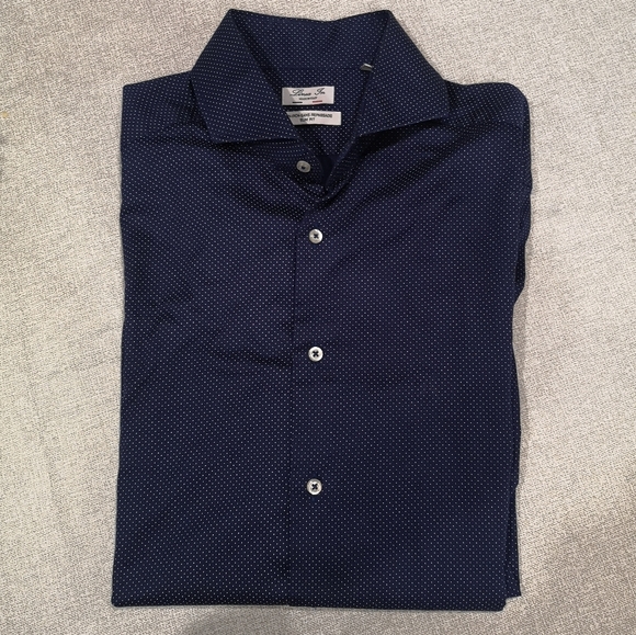 Linea In Textured Navy Dot Button Down - Picture 2 of 4